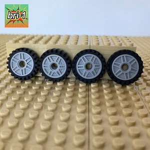 LEGO Indiana Jones: 4x Light Gray Rims + Tires WHEELS 56902, 61254, 18 24mm 7683 - Picture 1 of 5