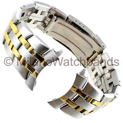 26mm deBeer Two Tone Stainless Steel Curved & Straight End Buckle Watch Band - Image 1 of 4
