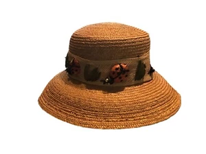 Summer And The Hat Man Woman’s Straw Hat Unique Ladybug And Leaf Trim Size Med - Picture 1 of 7