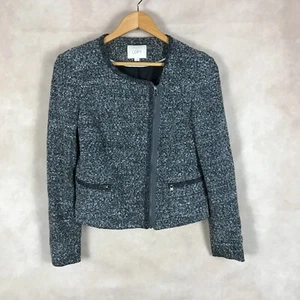ANN TAYLOR LOFT Boucle Tweed Asymmetrical Blazer Jacket Size 4 - Picture 1 of 6