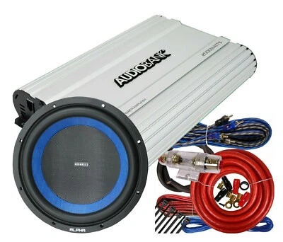 Subwoofer Hifonics 1200W Alpha 12" + Banco de audio 2000W Mono Amplificador + Kit de 4 Ga Foto 1 de 4
