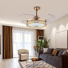 42" Retractable Ceiling Fan Light W/Bluetooth Music Player LED Chandelier+Remote