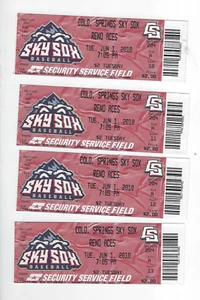 4 Ticket Stubs Colorada Springs Sky Sox VS Reno Aces June 1, 2010 - Picture 1 of 1