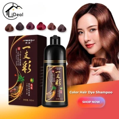 Champú tinte para el cabello instantáneo 3 en 1 + 100% cobertura gris 500 ml - ingredientes herbales Foto 1 de 4