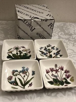 Portmeirion Botanic Garden 3" Square Mini-Dipper Dishes, Set of 4, NEW in BOX - Image 1 of 4