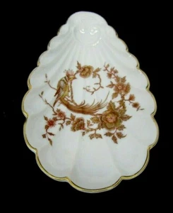 Vintage Schale in Muschelform mit goldenem Vogel - Bild 1 von 8