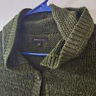 BCBGMaxazria L Knit Duster Hoodie Green Cardigan Jacket Crochet