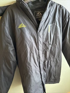 Men Waterproof Breathable Ski Jacket Hood Fleece Lined Black Sz Large - Picture 1 of 15