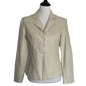 Isaac Mizrahi Shimmery Glitter Jacket Size 6 Linen Blend Career Casual Button Up - Picture 1 of 12