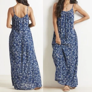 Evereve Roan + Ryan Willa Blue Floral Maxi Dress Womens S Cottage Prairie Flowy - Picture 1 of 8