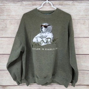 Sudadera De Colección Y2K Big Dogs Bad Attitude Is Everything Bordada Verde Pequeña - Imagen 1 de 7
