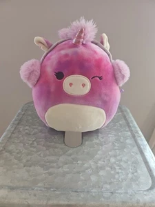Squishmallow Wink Purple Swirl Christmas Unicorn w/ Ear Muffs Lola - Picture 1 of 2