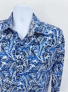 VTG Robert Graham Men's Medium Classic Fit Button Down Shirt Blue Flip Cuff - Picture 1 of 6