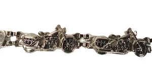 Motorcycle Chainlink Biker Metal Leather Belt 121 L Mens - Picture 1 of 6