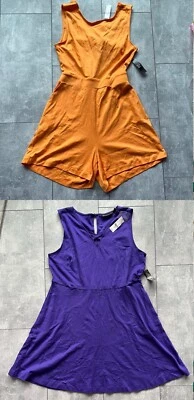 Vestido New York & Company Naranja Mandarina Mameluco y Púrpura Talla XL 100% Algodón Nuevo con Etiquetas Foto 1 de 4