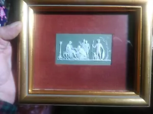 Fantastyczna zielono-biała tabliczka Wedgwood oprawiona na jaspis lniany ? 8,8x4,8cm - Zdjęcie 1 z 8
