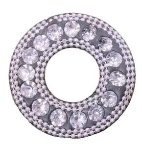 Rhinestone Pearled Medallion Pendant Silver Tone 3D ball Chain Metallic Pearls - Picture 1 of 4