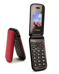 TTfone TT140 Camera Bluetooth Cheapest Flip Mobile Phone Red - O2 (Bundle) PAYG - Picture 1 of 12