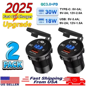 2pcs 12-24V USB C Chargeur Voiture Rapide PD & QC3.0 Prise Prise de Prise pour Bateau RV Marine - Photo 1 sur 13