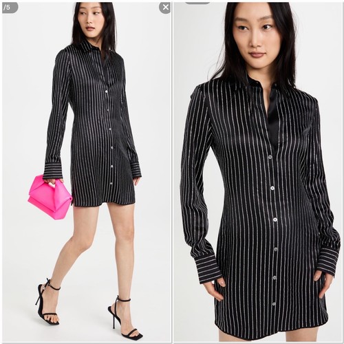 Abito Camicia Slim Alexander Wang Nuovo con etichette con Cristallo Hotfix XS $850