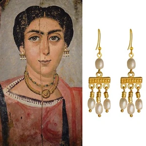 24k Gold Plated Roman Earrings | Across The Puddle - Picture 1 of 7