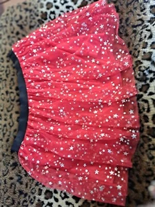 Holiday Time Girls Red w/ Silver Stars Tulle Tutu Skirt Skort Size XL 14/16 - Picture 1 of 4