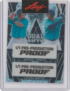 Michael Arroyo Lazaro Montes Leaf Baseball 1/1 Pre Production Proof Dual Auto - Picture 1 of 2