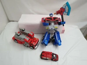 LOT OF 3 TRANSFORMERS ROBOTS ACTION FIGURES TONKA FIRE TRUCK - Foto 1 di 3