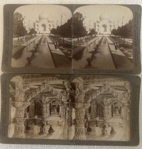 Indien Stereoview Karten - Das Taj Mahal, Agra - Tempel von Vimala Sah, Berg Abu - Bild 1 von 4