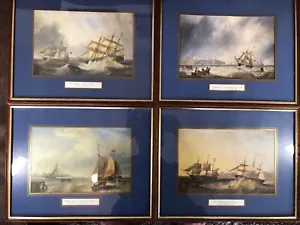J. W. Carmichael Prints Set di 4 taglia tè barche e navi a vela. Uno danneggiato - Foto 1 di 21