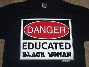 CAMISA DE EMPODERAMIENTO VINTAGE AÑOS 90 MUJER NEGRA EDUCADA EN PELIGRO 1995 GRANDE (ORIGINAL) - Imagen 1 de 3