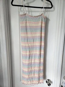 Heart Hips Rainbow Striped Tube Dress Slim Stretch Women's Size Large Rayon - Picture 1 of 8