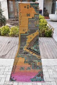 Antique AMAZING Runner 32''x139'' Long Corridor Carpet Runner Hallway Rug 2x11 - Picture 1 of 12