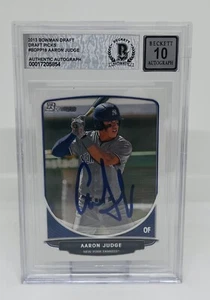 AARON JUDGE SIGNED 2013 BOWMAN DRAFT BASEBALL CARD YANKEES BECKETT BAS 10 AUTO - Picture 1 of 2