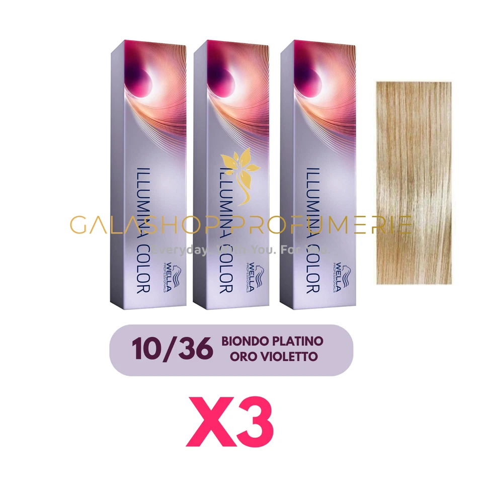 X3 Wella Illumina Color 10/36 Blonde Platinum Gold Violet Dye No Ammonia - Image 1 of 1