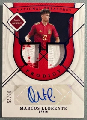 MARCOS LLORENTE 2022 Panini National Treasures Dual Memorabilia Autograph 03/25 - Image 1 of 3