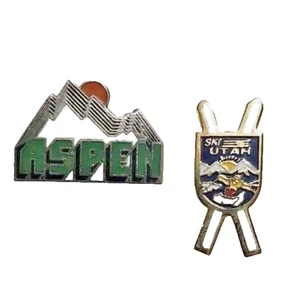 2 alfileres deportivos de solapa de recuerdo esquí Utah Aspen de 1 pulgada cada uno coleccionable - Imagen 1 de 5