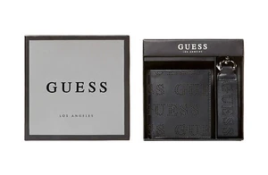 GUESS CLIVE JUEGO DE REGALO billetera y llavero negro, billetera y colgante para hombre - Imagen 1 de 6