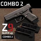 SHIELD ARMS Z9 MAGAZINE for Glok 43 + STEEL MAG CATCH RELEASE 9 ROUNDS - 2 PACK