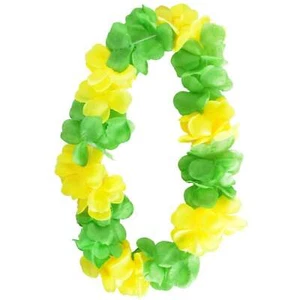 Green & Yellow Hawaiian Lei – Two-Tone Floral Necklace for Luau & Summer Parties - Picture 1 of 2