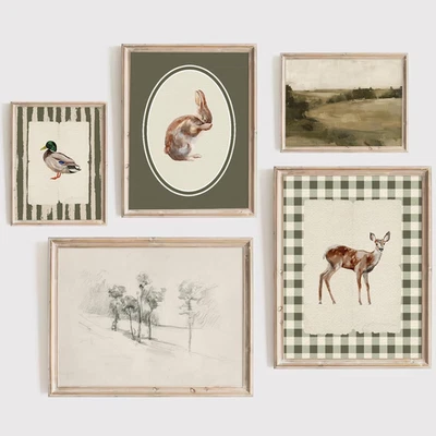 Arte de pared infantil vintage niños lienzo póster bebé niño habitación pared decoración rabino verde Foto 1 de 4