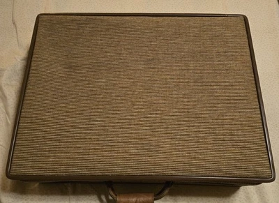 Vintage Hartmann Tweed Suitcase With Brown And Purple Paisley Lining W/2 Hangers - Image 1 of 4