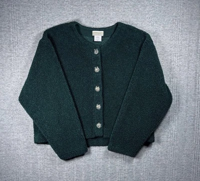 Chaqueta polar Coldwater Creek vintage botón lobo corta cabaña verde para mujer L Foto 1 de 3
