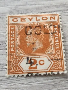 Ceylon Scott # 201 Used King George V 2 cent Stamp 1912-1925 Cancelled - Picture 1 of 2