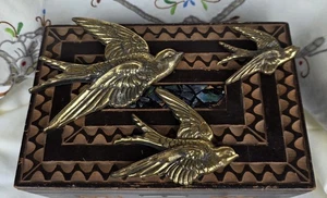 Vintage 3er Set Messing oder Bronze Vogel Wandskulpturen - Bild 1 von 15