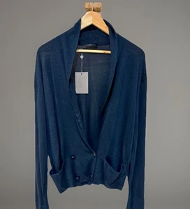 Alexander McQueen 100% Silk Knit Premium Men's Shawl Collar Cardigan NWT Size L - Picture 1 of 10