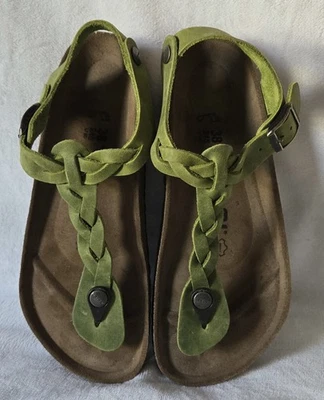 Tatami by Birkenstock Kairo Braided  Bright Olive Green  Leather Regular 38R 7 8 - Image 1 of 4