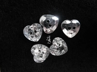10 Schmuck Strass Knopf Knöpfe Herz ca.12mm Crystal Aufnähsteine - Bild 1 von 3