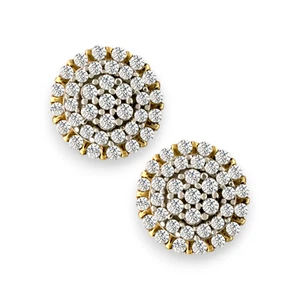 Halo Cluster Diamond Stud Earrings 0.29ct 10K Yellow Gold - Picture 1 of 2