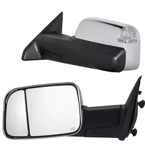 Espejos retrovisores de remolque diestros+derechos para Dodge Ram 2012-2017 sensor de temperatura de señal de giro térmica cromado - Imagen 1 de 12